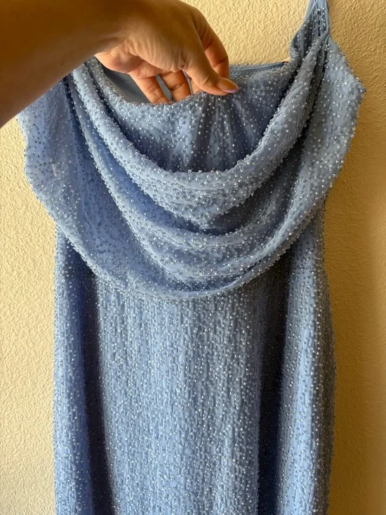 Oh Polly Embellished Cowl Neck Maxi Dress in Powder Blue - Picture 5 of 9